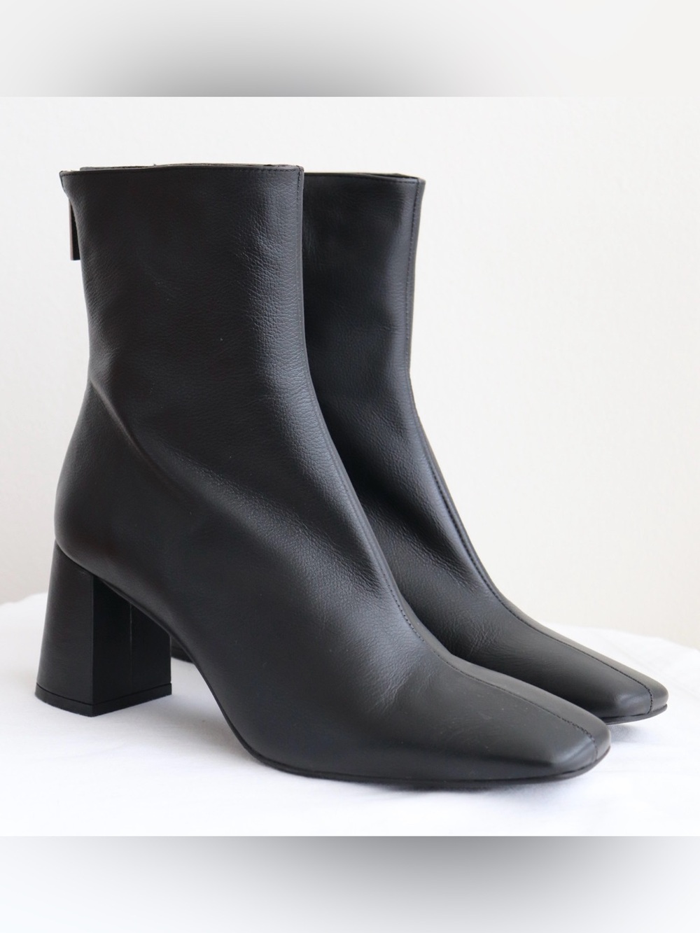 New Intentionally Blank Tabatha Boots Black Leather Heel Booties 3” Size 39